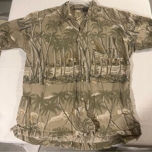 Y2k No Boundaries All Over Print Palm Tree Button Up Shirt Size XL